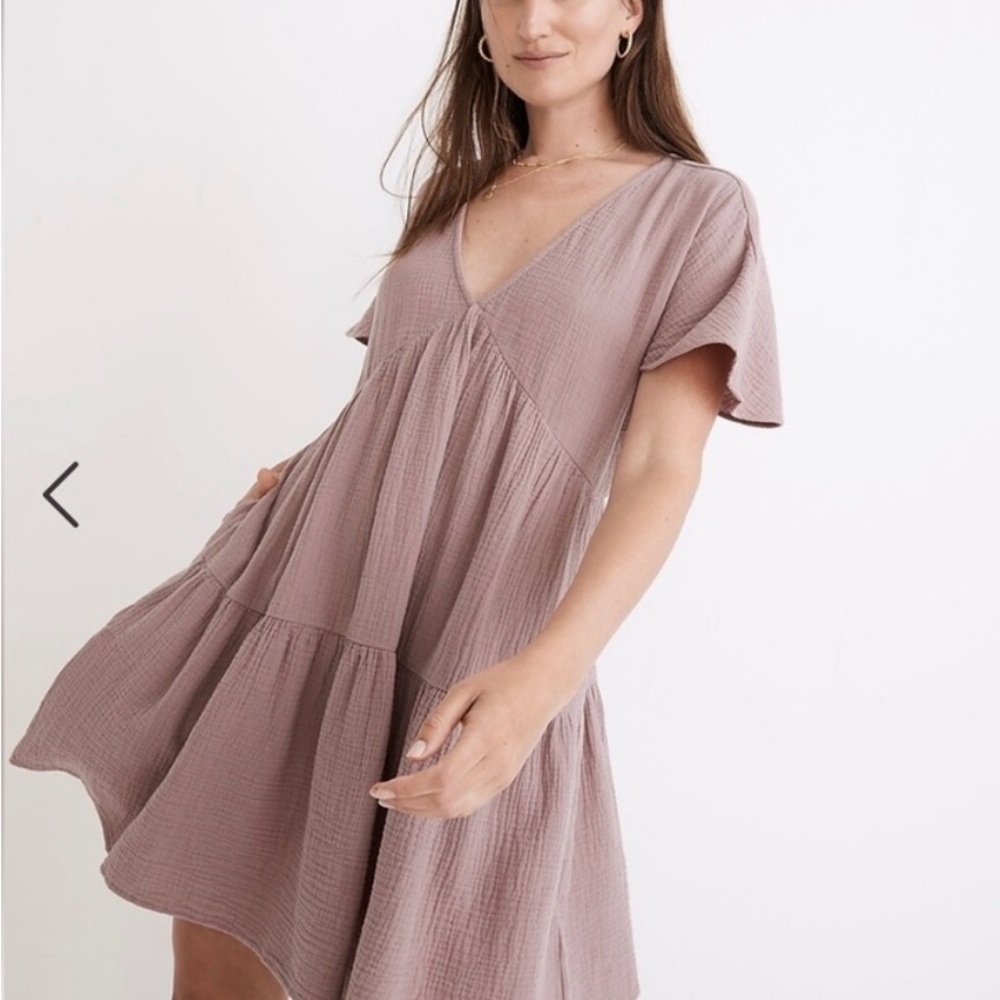 Madewell Mauve Cotton Gauze Mini Dress XL